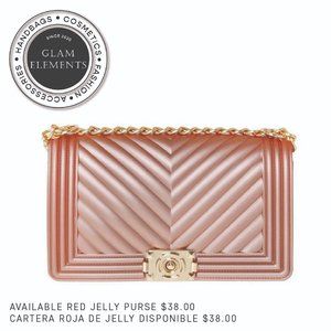 **NWT** Rose Gold Chevron Pattern Jelly Purse